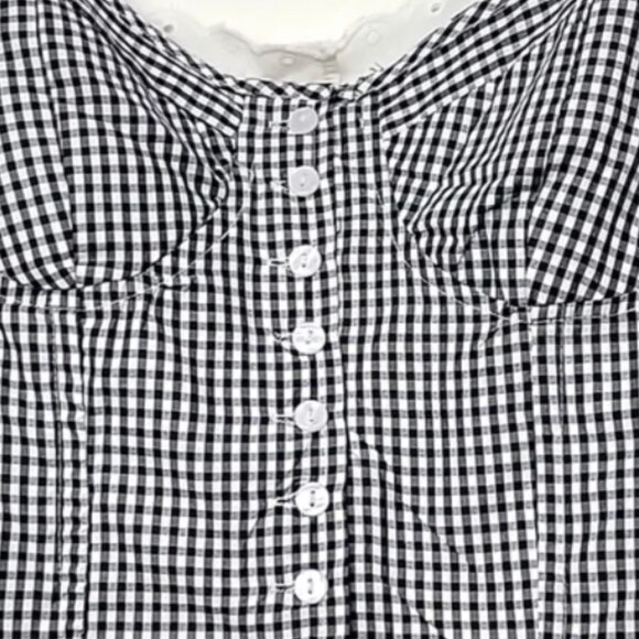 Brand New Women's SIM & SAM Gingham Crop Top - Picture 3 of 7